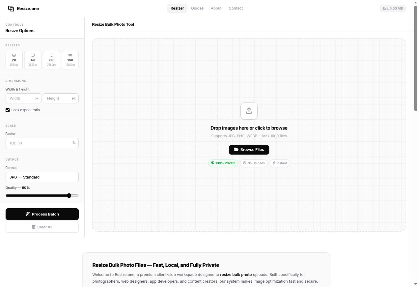 Resize.one website screenshot